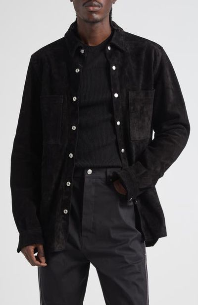 Rick Owens Rick Owens Suede Snap-Up Overshirt