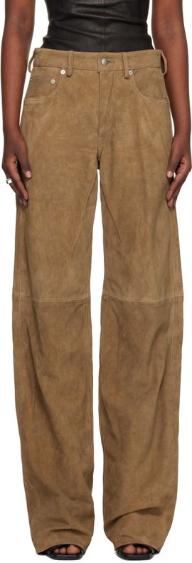 Rick Owens Rick Owens Tan Temple Geth Suede Pants