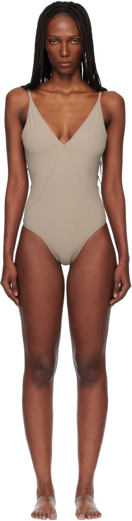 Rick Owens Rick Owens Taupe Temple Deep V Bather Swimsuit