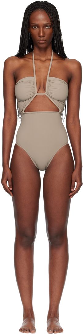 Rick Owens Rick Owens Taupe Temple Prong Bather Swimsuit