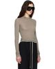 Rick Owens Rick Owens Taupe Tower Cropped Hooded Rib LS T-shirt - 2