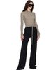 Rick Owens Rick Owens Taupe Tower Cropped Hooded Rib LS T-shirt - 4