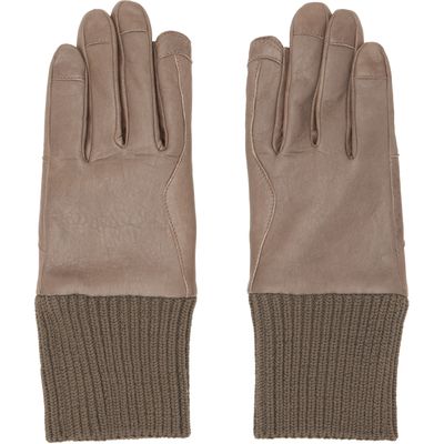 Rick Owens Rick Owens Taupe Tower Rib Cuff Gloves