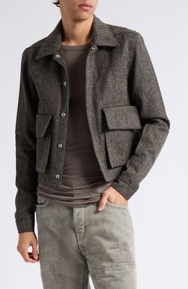 Rick Owens Rick Owens Tower Alice Crop Wool & Linen Blend Twill Jacket