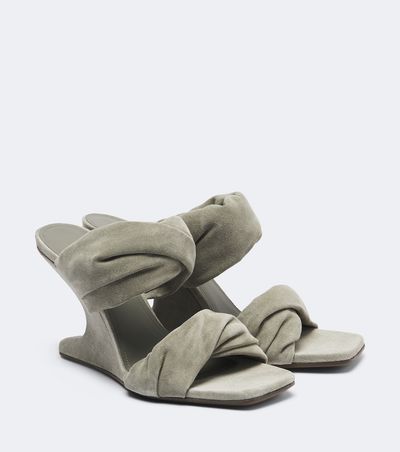 Rick Owens Rick Owens Twisted Cantilever suede wedge mules