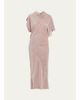 Rick Owens Seb Draped Velvet Asymmetric Short-Sleeve Midi Dress - 1
