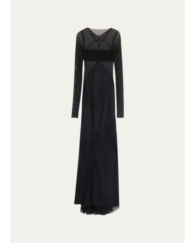 Rick Owens Semi-Sheer Seamed Combo Gown