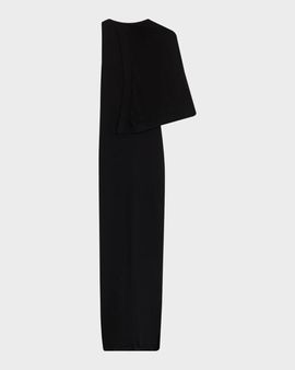 Rick Owens Sleeveless Asymmetric Scarf Wool Knit Maxi Dress