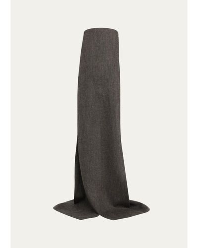 Rick Owens Strapless Melange Wool Column Maxi Dress