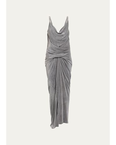 Rick Owens Strutter Drape Velvet Maxi Dress