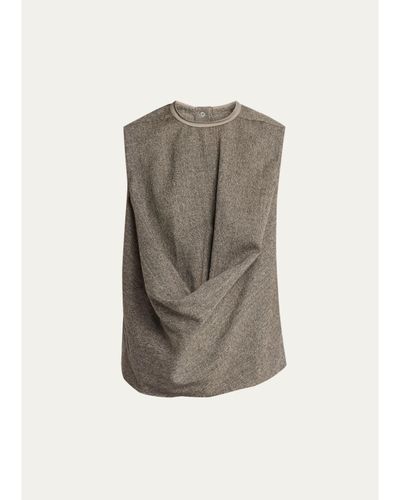Rick Owens Subhuman Draped Melange Wool Sleeveless Top