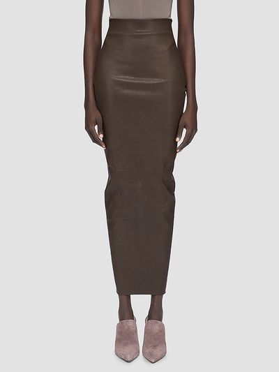 Rick Owens Women's Dirt Pillar Stretch Leather-Blend Pencil Maxi Skirt