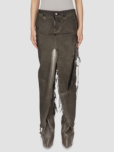 Rick Owens Women's Distressed Demin Maxi Skirt