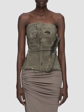 Rick Owens Women's Distressed Denim Bustier Top