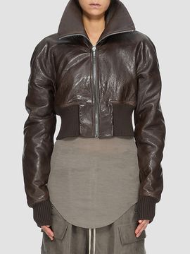 Rick Owens Women's Dracuflight Leather Zip-Up Bomber Jacket