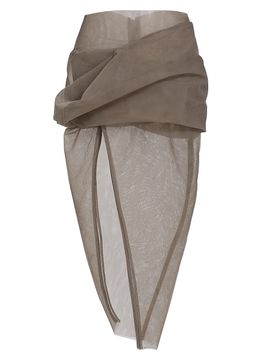 Rick Owens Women's Draped Sheer Midi-Skirt