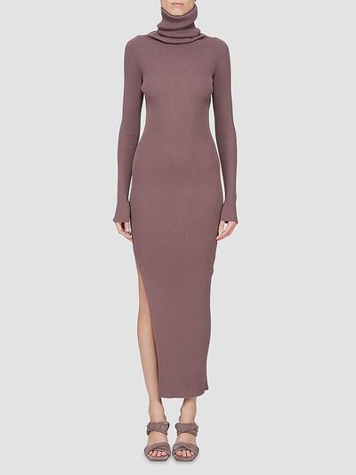Rick Owens Women's Rib-Knit Turtleneck Maxi Dress