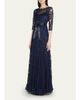 Rickie Freeman for Teri Jon 3/4-Sleeve Lace Overlay Gown - 2