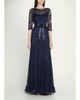 Rickie Freeman for Teri Jon 3/4-Sleeve Lace Overlay Gown - 4