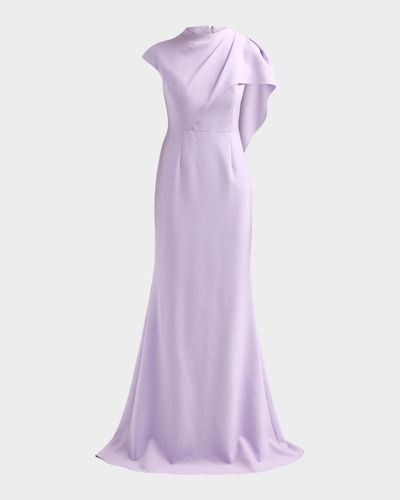 Rickie Freeman for Teri Jon Asymmetric Drape Cape Gown