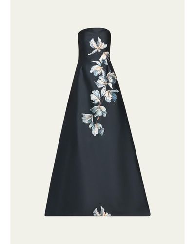 Rickie Freeman for Teri Jon Beaded Floral Mikado A-Line Gown