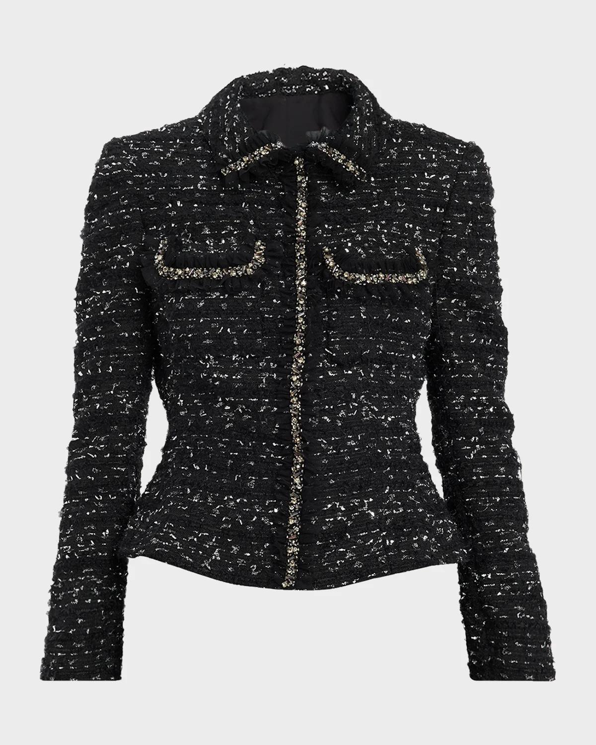 Rickie Freeman for Teri Jon Beaded Metallic Boucle Jacket