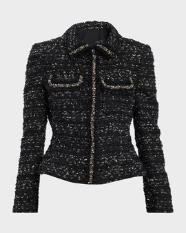 Rickie Freeman for Teri Jon Beaded Metallic Boucle Jacket