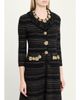 Rickie Freeman for Teri Jon Crochet Floral Applique Striped Knit Jacket - 4