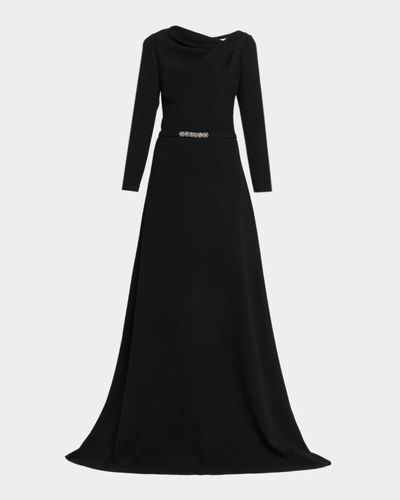 Rickie Freeman for Teri Jon Draped A-Line Crepe Gown
