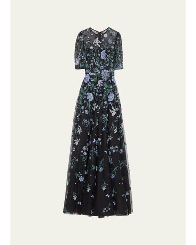Rickie Freeman for Teri Jon Embroidered A-Line Tulle Gown