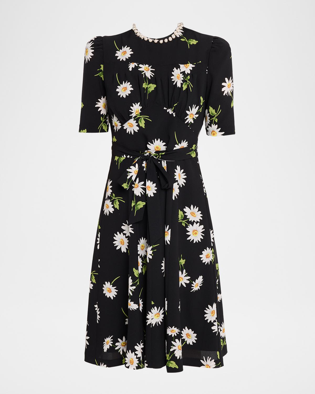 Rickie Freeman for Teri Jon Floral-Print Crepe Dress