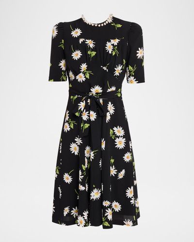 Rickie Freeman for Teri Jon Floral-Print Crepe Dress