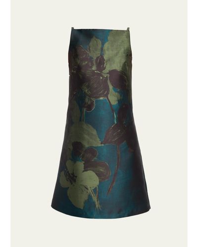 Rickie Freeman for Teri Jon Floral-Print Mikado Mini Shift Dress