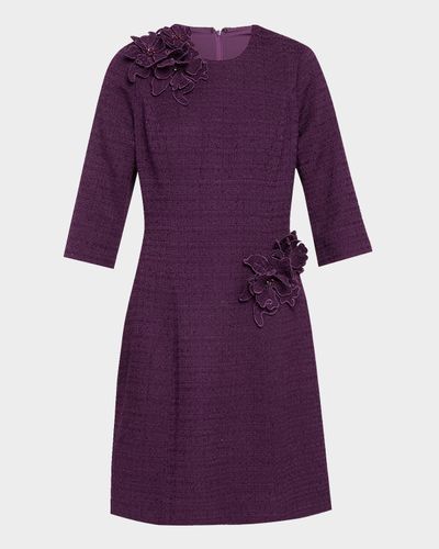 Rickie Freeman for Teri Jon Floral Applique Boucle Dress