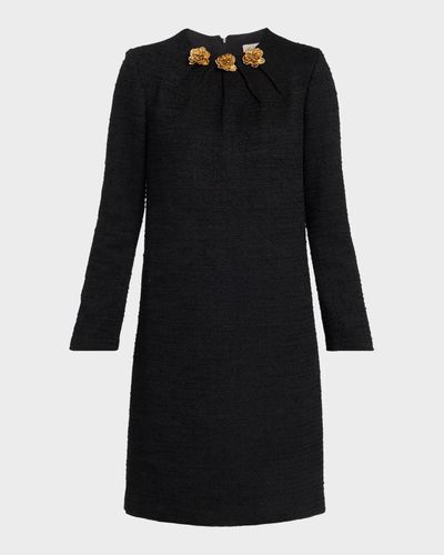 Rickie Freeman for Teri Jon Floral Applique Tweed Shift Dress