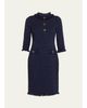 Rickie Freeman for Teri Jon Fringe-Trim Stretch Boucle Dress - 1