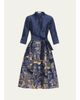Rickie Freeman for Teri Jon Metallic Taffeta Jacquard Midi Shirtdress - 1