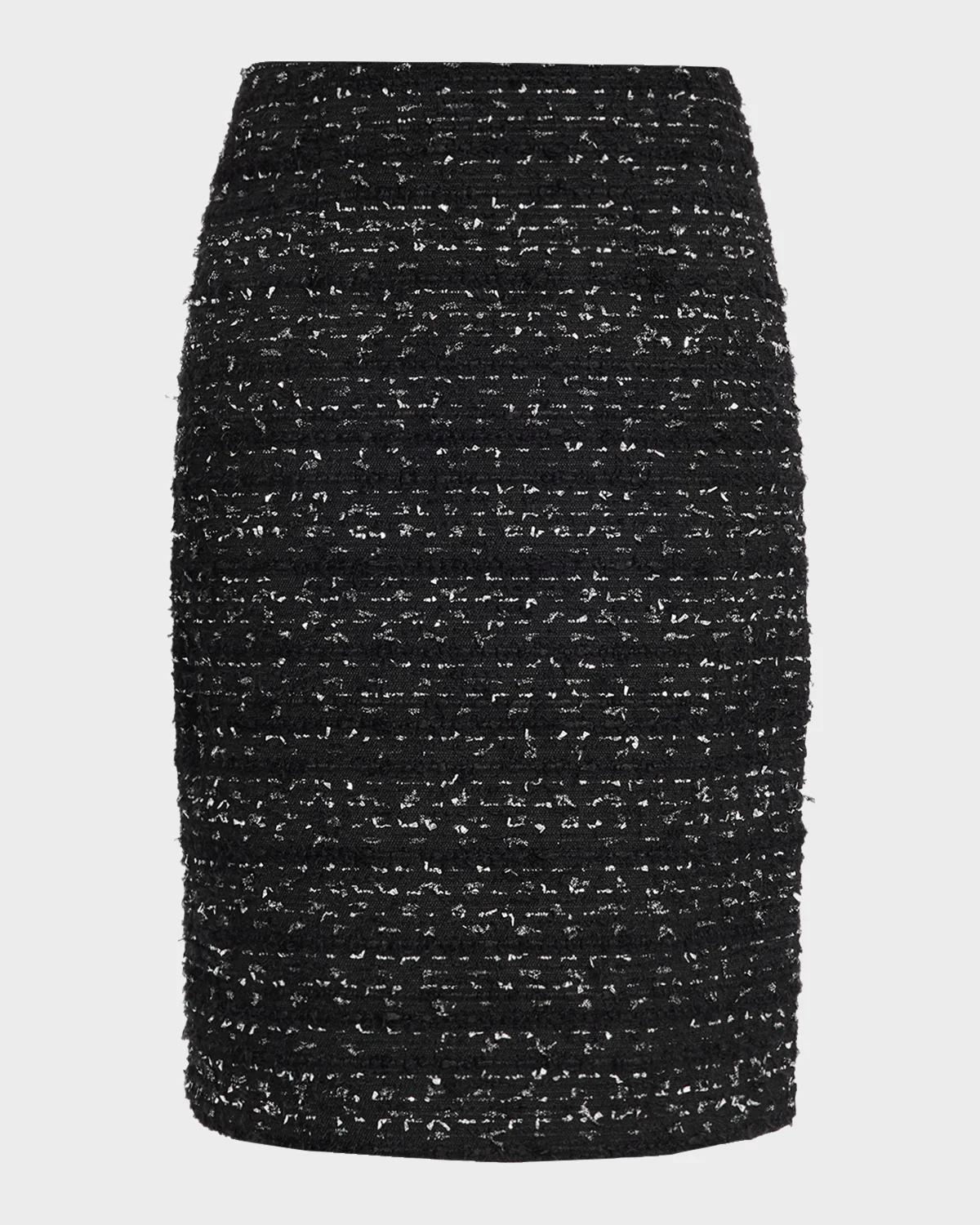 Rickie Freeman for Teri Jon Metallic Tweed Knee-Length Pencil Skirt