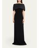 Rickie Freeman for Teri Jon Off-Shoulder Draped Crepe Column Gown - 2