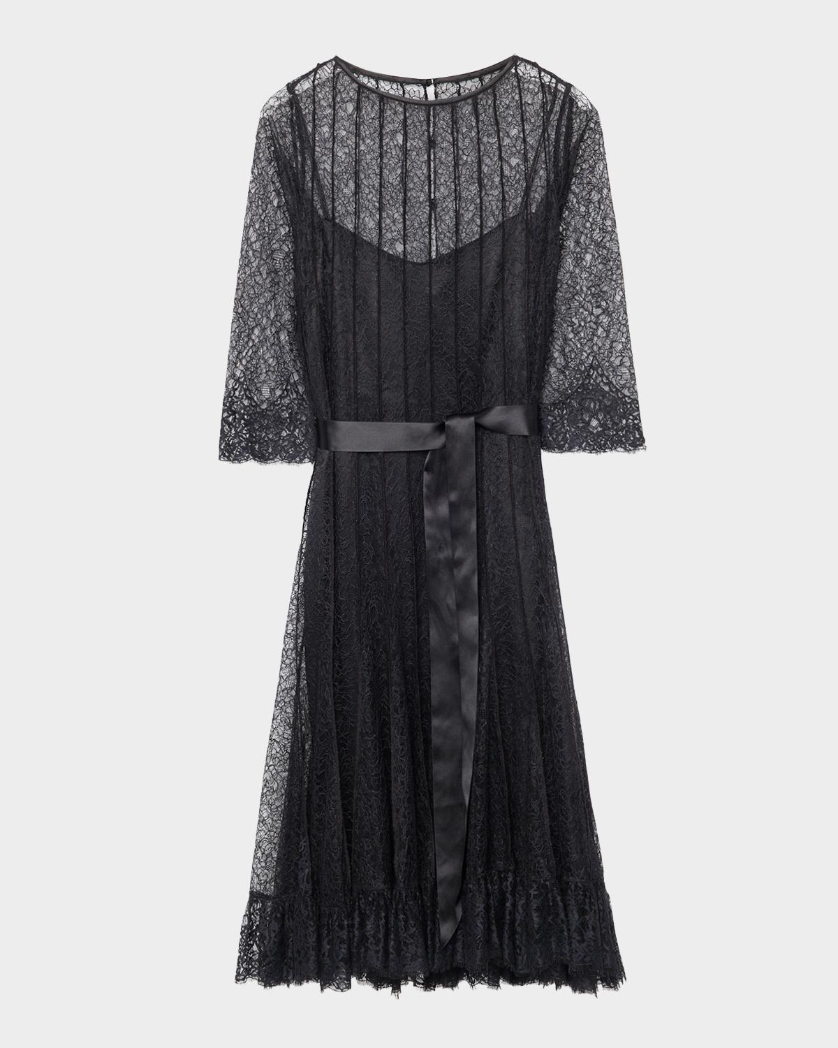 Rickie Freeman for Teri Jon Pintuck Laced Cocktail Dress