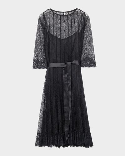 Rickie Freeman for Teri Jon Pintuck Laced Cocktail Dress