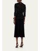 Rickie Freeman for Teri Jon Rhinestone-Trim Floral Velvet Crepe Midi Dress - 3