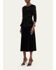 Rickie Freeman for Teri Jon Rhinestone-Trim Floral Velvet Crepe Midi Dress - 4