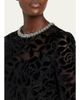Rickie Freeman for Teri Jon Rhinestone-Trim Floral Velvet Crepe Midi Dress - 5