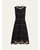 Rickie Freeman for Teri Jon Striped Crochet Floral Applique Midi Dress - 1