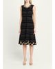 Rickie Freeman for Teri Jon Striped Crochet Floral Applique Midi Dress - 4