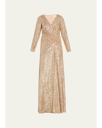 Rickie Freeman for Teri Jon Surplice Sequin A-Line Gown