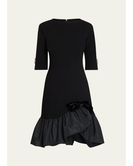Rickie Freeman for Teri Jon Taffeta Bubble-Hem Crepe Mini Dress
