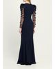 Rickie Freeman for Teri Jon Tulle-Sleeve Floral Applique Crepe Gown - 3