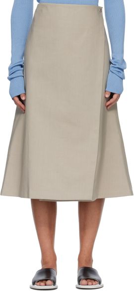 Rier Rier Beige Cotton Bonded Midi Skirt